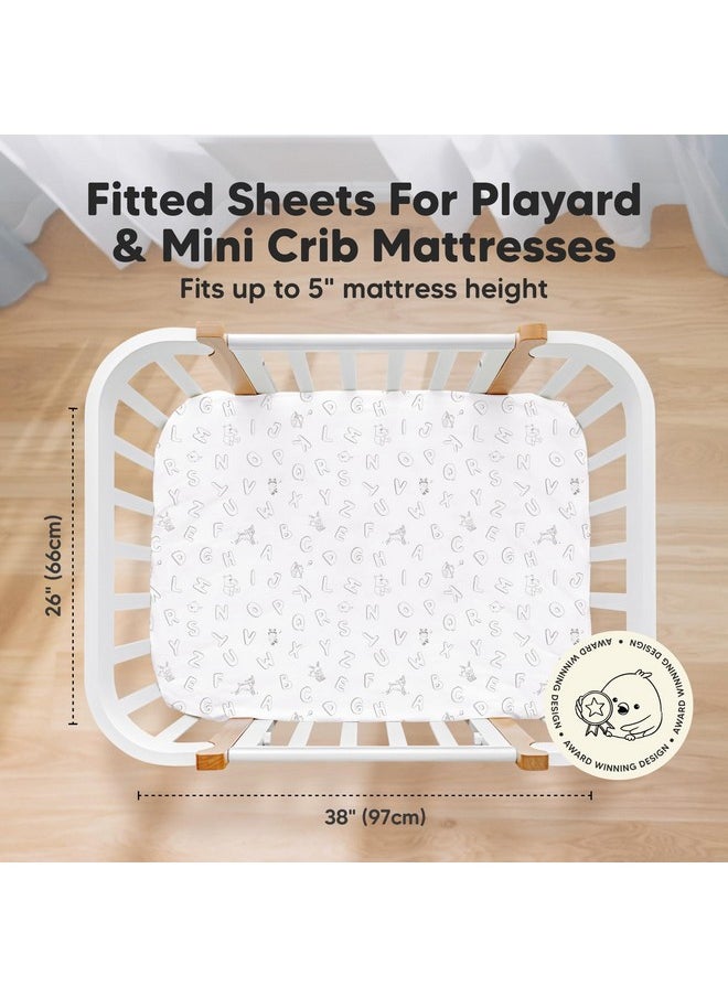 KeaBabies - Pack and Play Sheets Fitted, 2-Pack Mini Crib Sheets - Pack N Play Sheets, Organic Fitted Crib Sheet for Pack and Play Mattress, Playard Baby Crib Sheets,Crib Sheets Neutral for Boys,Girls (ABC Land) - Image 1