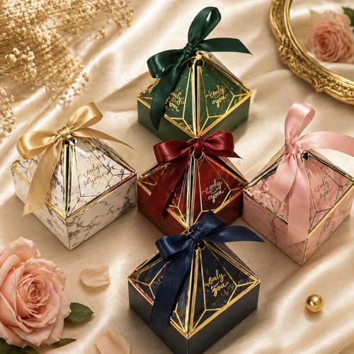 VRB Dec 20pcs Small Diamond Gift Boxes for Packaging/Gift Boxes for Gifting,hamper boxes for gift empty,gift hamper box for gifting,return Gifting,Chocolates, Dry Fruits, Wedding & Pooja Gifts. (20 Pcs Mix Multicolor With Ribbon) - Image 1