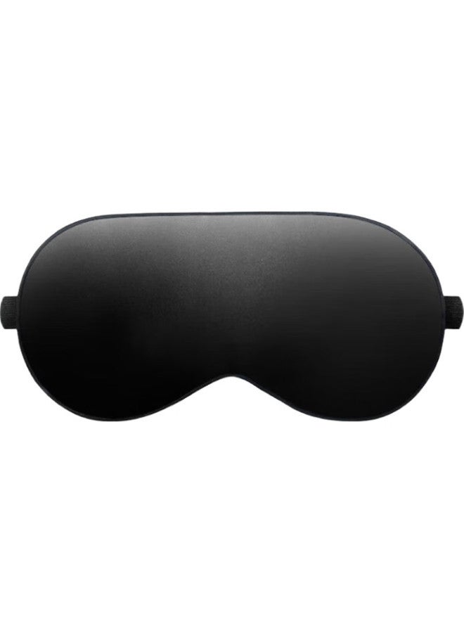 YIDUN Silk Eye Mask Sleep Shade Adjustable Breathable For Men Women Students Sleeping Mulberry Silk Nap Travel Deep Black - Image 3