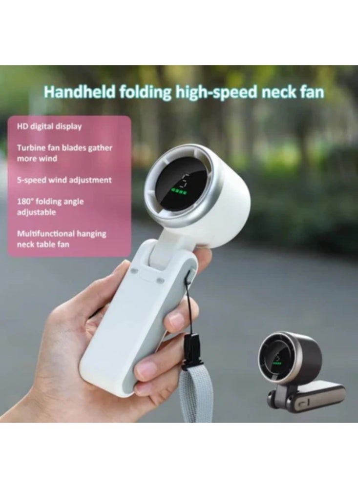 SHOPI Foldable Turbo Neck Fan Rechargeable – Portable USB Charging Wearable Cooling Fan, Hands-Free Personal Air Cooler for Travel, Walking & Outdoor Activities - Image 5