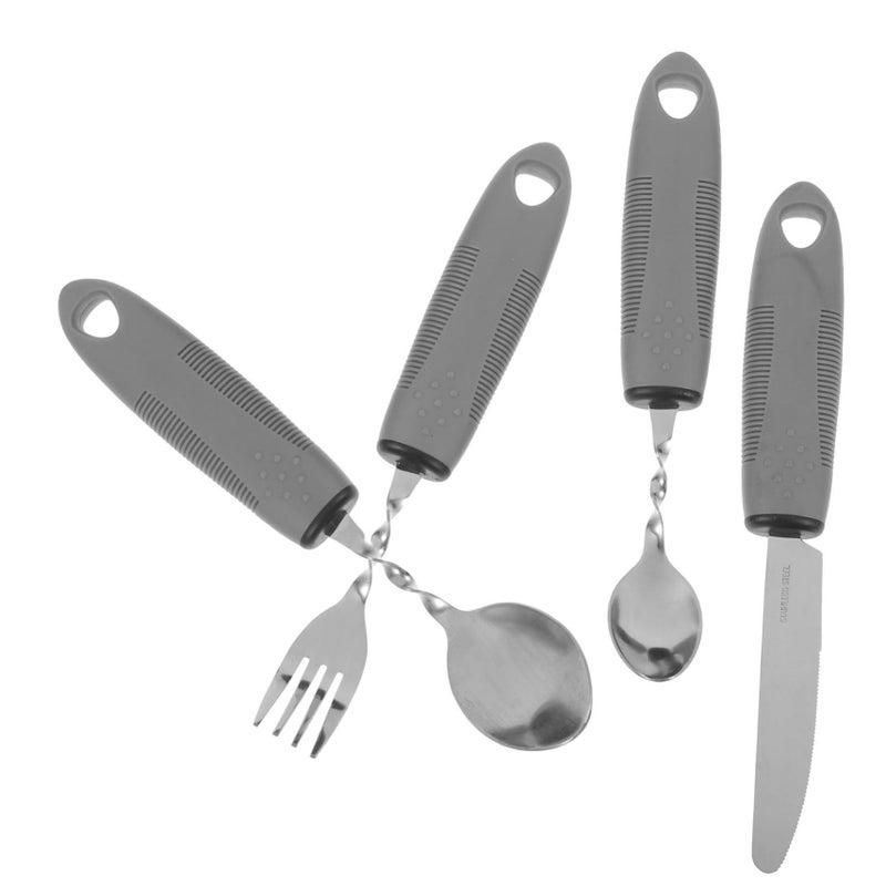 Bendable Stainless Steel Adaptive Utensils Set For Elderly With Rubber Handles - Image 2