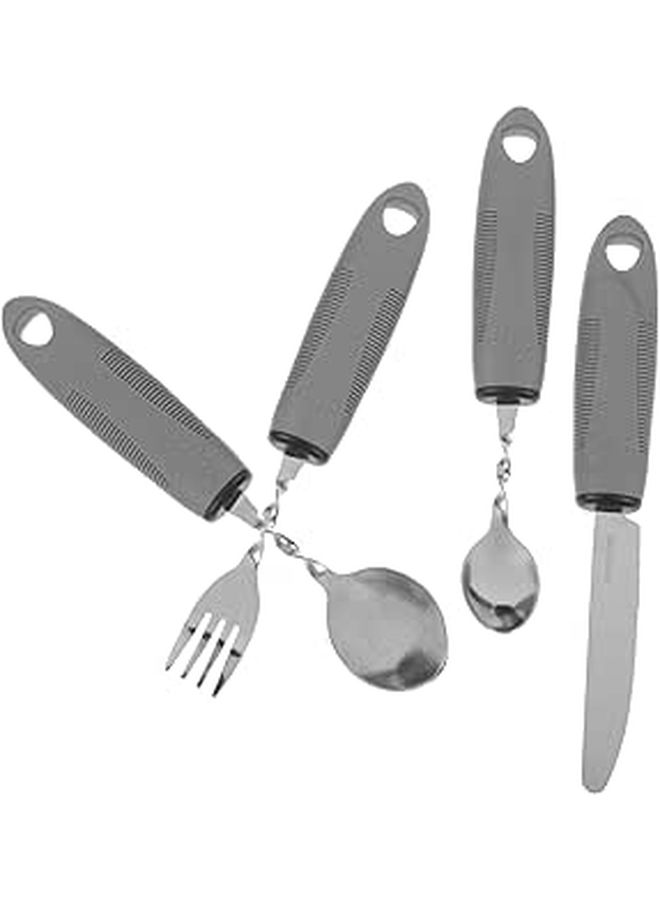 Bendable Stainless Steel Adaptive Utensils Set For Elderly With Rubber Handles - Image 1