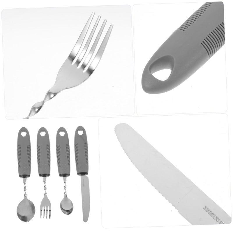 Bendable Stainless Steel Adaptive Utensils Set For Elderly With Rubber Handles - Image 4