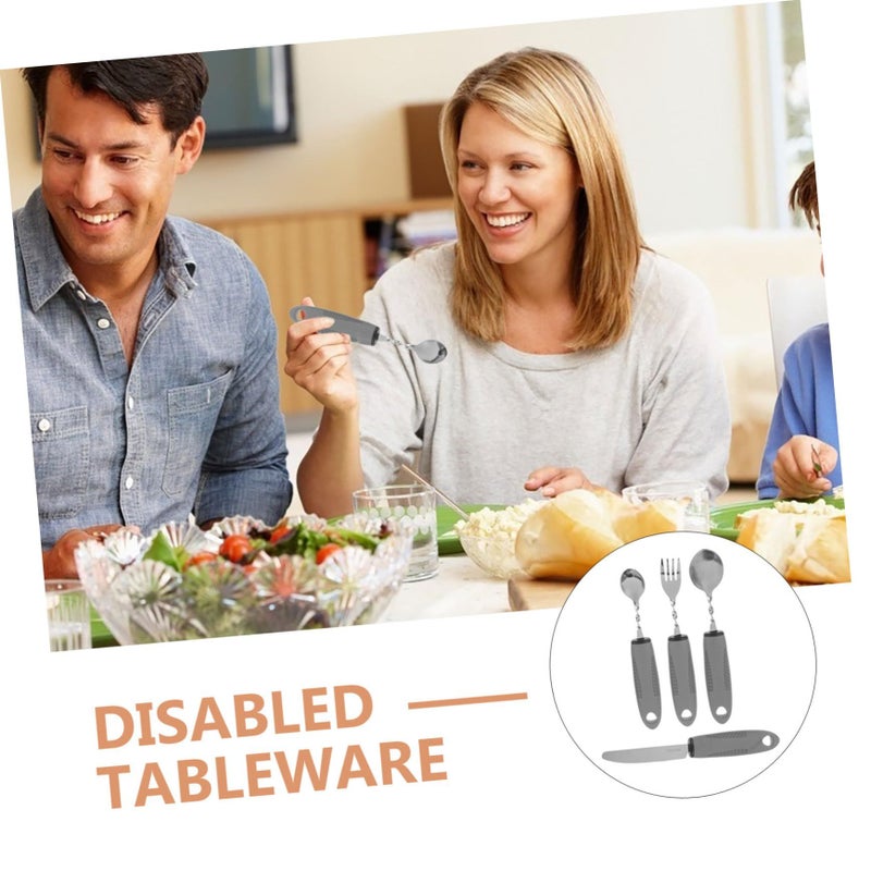 Bendable Stainless Steel Adaptive Utensils Set For Elderly With Rubber Handles - Image 5