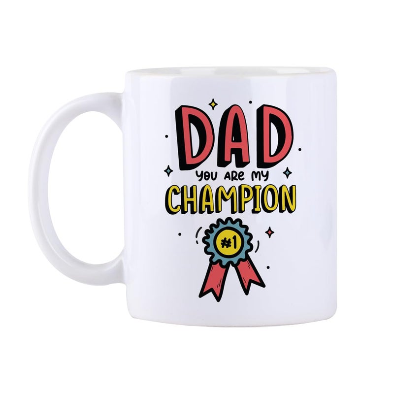 Oye Happy Oye You are My Champion Dad Mug Cute Ceramic Coffee Mug for Dad Best Gift for Fathers Day Birthday or Just Because 330ml Microwave Safe - Image 1