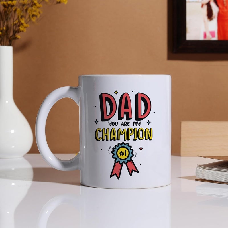 Oye Happy Oye You are My Champion Dad Mug Cute Ceramic Coffee Mug for Dad Best Gift for Fathers Day Birthday or Just Because 330ml Microwave Safe - Image 2