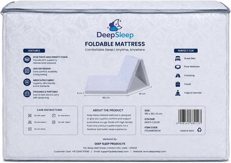 ديب سليب إيفري نايت مرتبة قابلة للطي طبية للنوم العميق، متعددة الألوان، FOLDMED6CM، 90x180x6 سم - Image 5