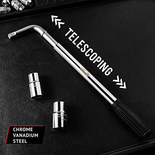 EPAuto Telescoping Lug Wrench, Wheel Wrench with CR-V Sockets (17/19, 21/22mm) - Image 3