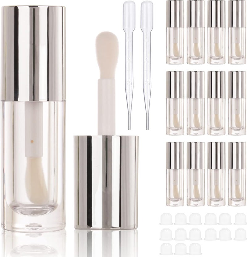 Set of 14 Empty 6ml Lip Gloss Tubes, silver