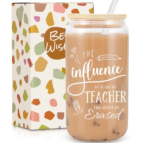 Frerdui Teacher Appreciation Gifts, Teacher Gifts for Women, Best Teachers Gift, Thank You Teachers Birthday Gift Ideas, Back to School, 18 OZ Glass Cup (#1) - Image 1