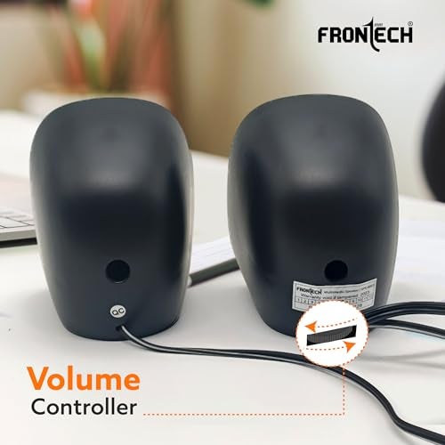 FRONTECH Premium 2.0 Channel USB Powered Speakers - 4W x 2 Output, AUX Input, Foam Edge, 1-Year Warranty (SPK-0003-Orange) - Image 4
