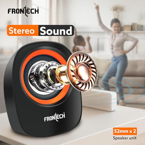 FRONTECH Premium 2.0 Channel USB Powered Speakers - 4W x 2 Output, AUX Input, Foam Edge, 1-Year Warranty (SPK-0003-Orange) - Image 5