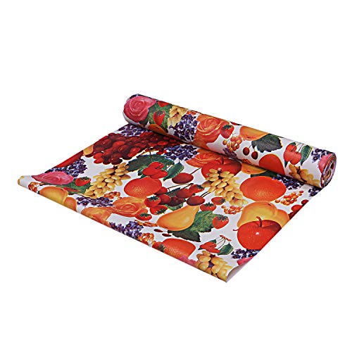 Kuber Industries Kitchen Drawer/Cabinet Shelf Mat|Friut & Flower Print with PVC Material|Adjustable Size 10 Mtr Roll (Cream)-CTKTC013554, Polyvinyl Chloride - Image 4
