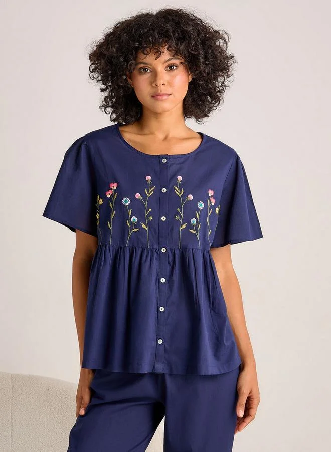 سبلاش فيڤ Pyjama Set Button-Down Top and Pants Cotton