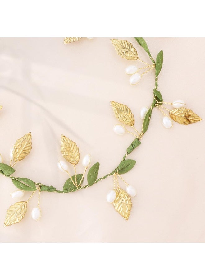 Green Leaf Boho Headband for Women Girls Renaissance Accessories Gold Hair Vine Wedding Fairy Hair Accessories Headpiece - Image 5