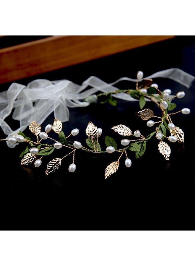 Green Leaf Boho Headband for Women Girls Renaissance Accessories Gold Hair Vine Wedding Fairy Hair Accessories Headpiece - Image 4