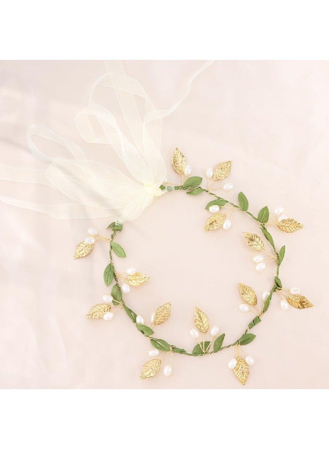 Green Leaf Boho Headband for Women Girls Renaissance Accessories Gold Hair Vine Wedding Fairy Hair Accessories Headpiece - Image 3