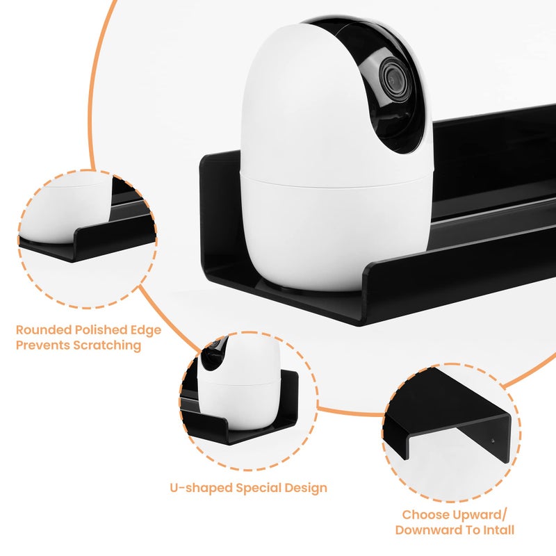 upsimples Acrylic Shelves for Wall Decor, 15" Display Shelf Perfume Organizer for Bathroom, Bedroom, Living Room, Floating Bookshelves for Kids, Black, 4 Pack - Image 4