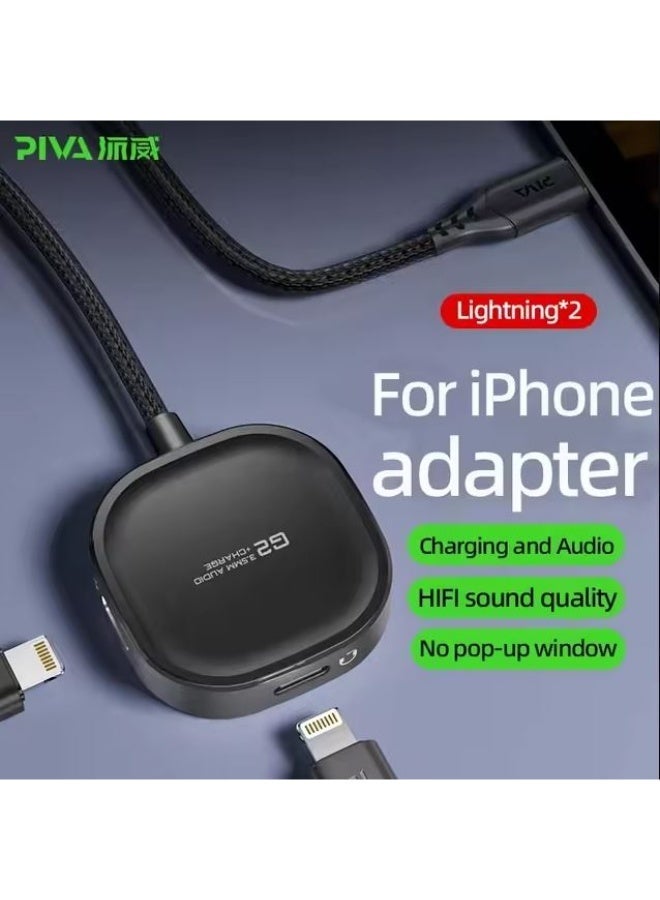 بيفا PIVA G2 iPhone Lightning Adapter Dongle – Double Lightning Headphone Jack with Fast Charging, Lightweight Plug-and-Play Design, HD Clear Voice with Extra Bass, Zero Delay, Mic Supported, MFI-Certified Chipset – Compatible with iPhone 8, X, 11, 12, 13 & 14 Pro Max - Image 4