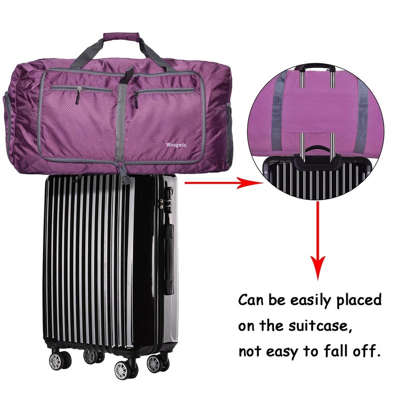Woogwin Travel Duffel Bag Large Foldable Waterproof Overnight Bag for Beach Swim Bags Pool Sports Gym (60L Purple) - Image 4