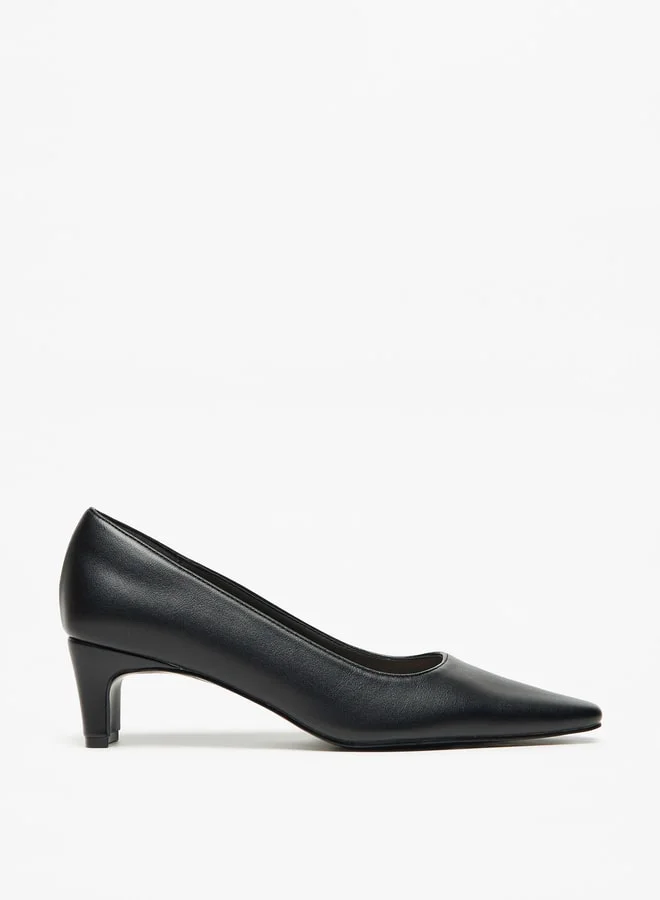 سيليست Women's Solid Pointed Toe Pumps with Block Heels