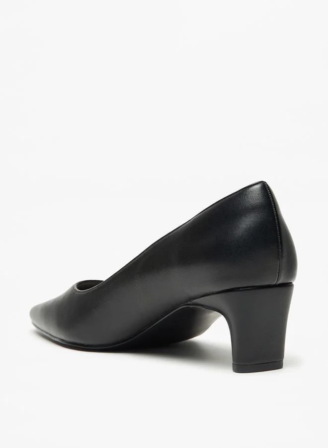 سيليست Women's Solid Pointed Toe Pumps with Block Heels