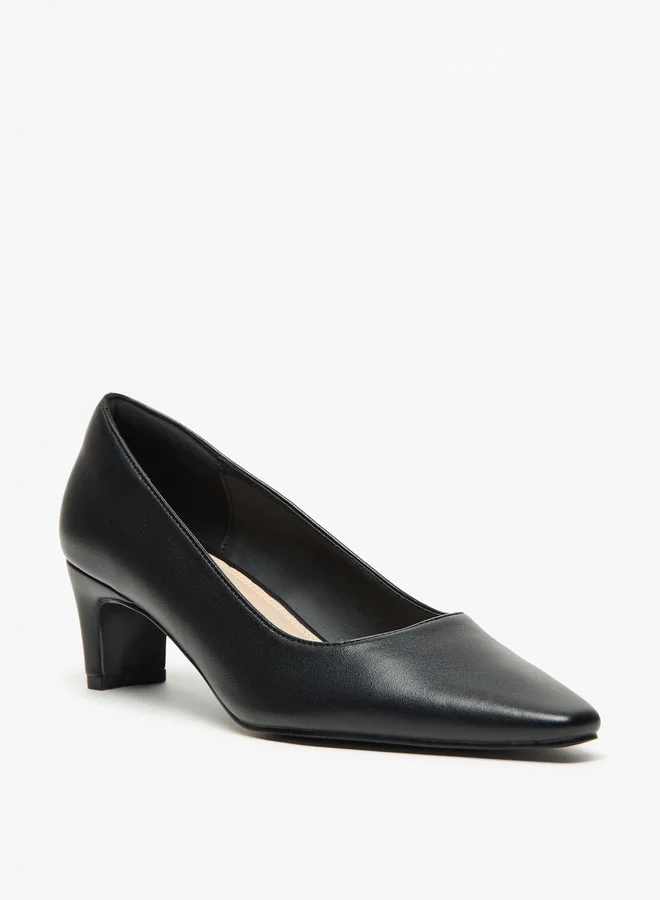سيليست Women's Solid Pointed Toe Pumps with Block Heels