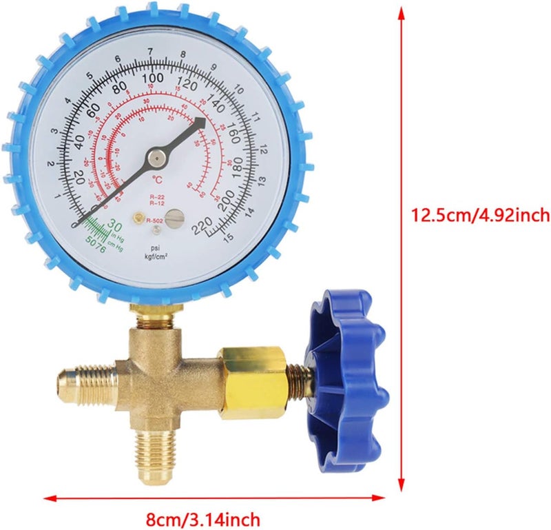 مقياس ضغط شحن مبرد لـ R410A R22 R134a R404A، مقياس منيفولد تكييف ثنائي المنفذ بخيط 1/4 بوصة، تصميم محكم يمنع تسرب المبرد لأنظمة التدفئة والتهوية والتكييف - Image 3