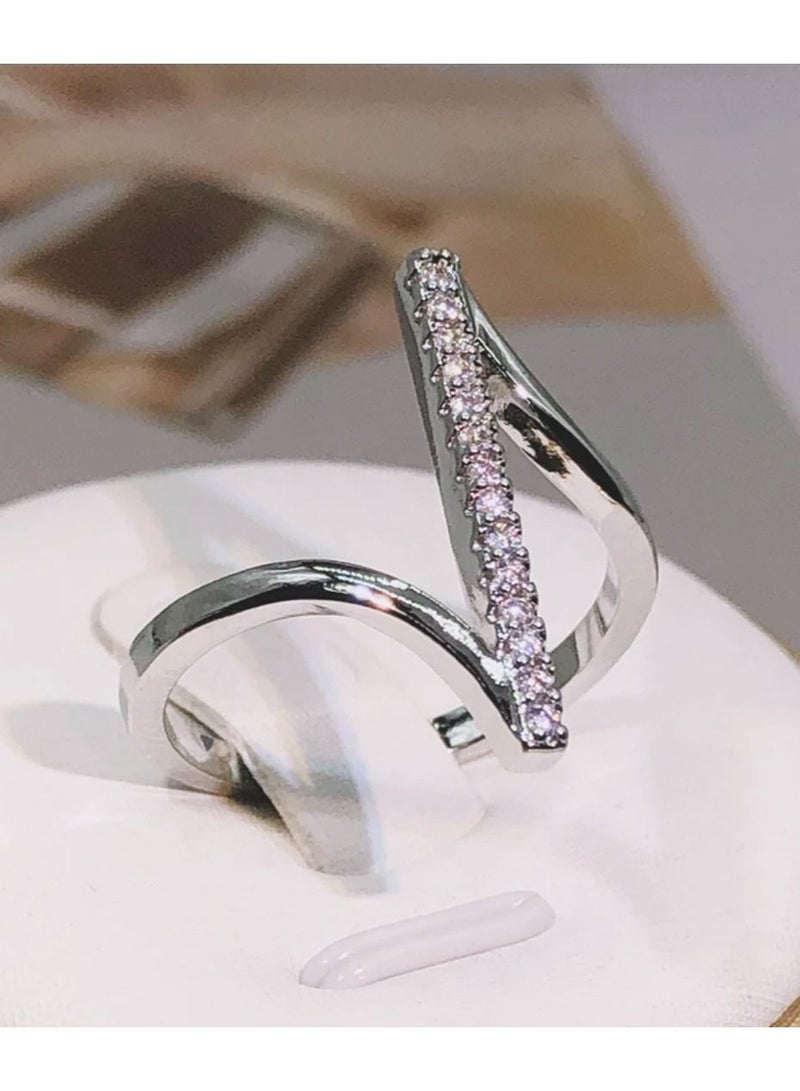 استراتيجية خاتم من الفضة الإسترليني عيار 925 مرصع بحجر الزركونيا - Image 5