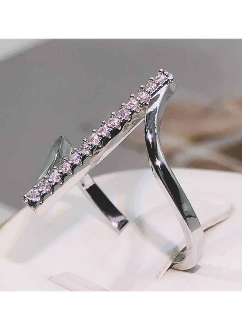 استراتيجية خاتم من الفضة الإسترليني عيار 925 مرصع بحجر الزركونيا - Image 3