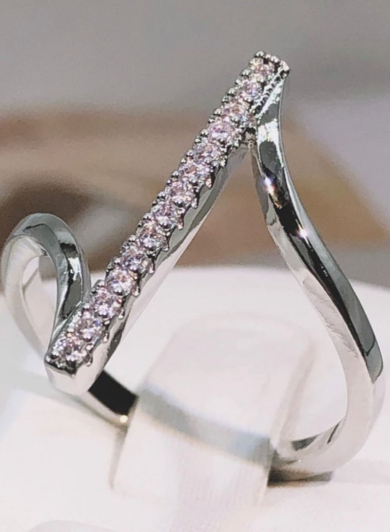 استراتيجية خاتم من الفضة الإسترليني عيار 925 مرصع بحجر الزركونيا - Image 2