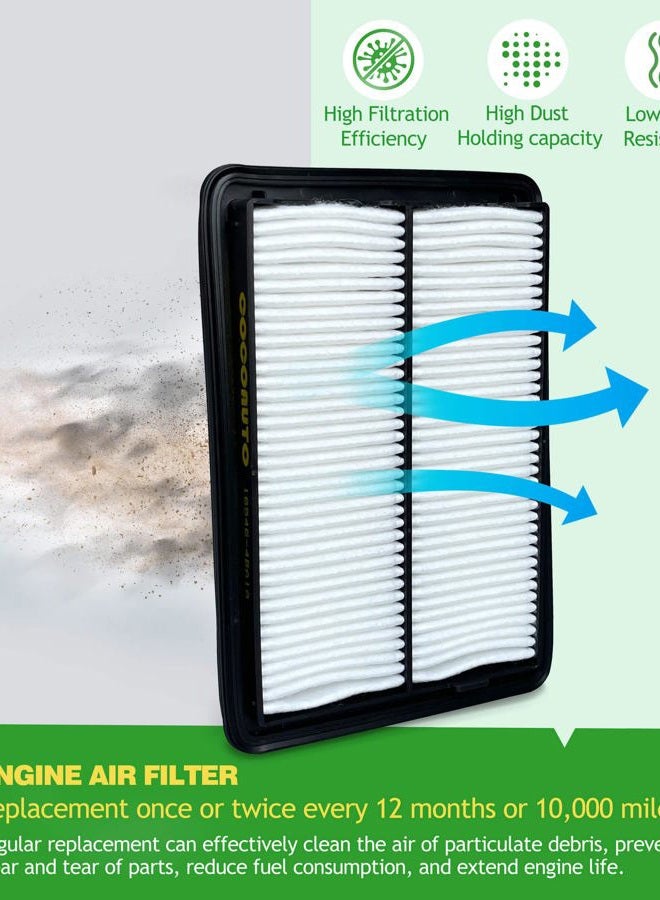 COCOAUTO Cabin Engine Air Filter Set Fits Rogue 2.5L(2014-2020), Rogue 2.0L Hybrid(2017-2019), Rogue Sport 2.0L(2017-2022), Qashqai 2.0L(2017-2023), Overlap between 272774BA0A & 165464BA1A - Image 5