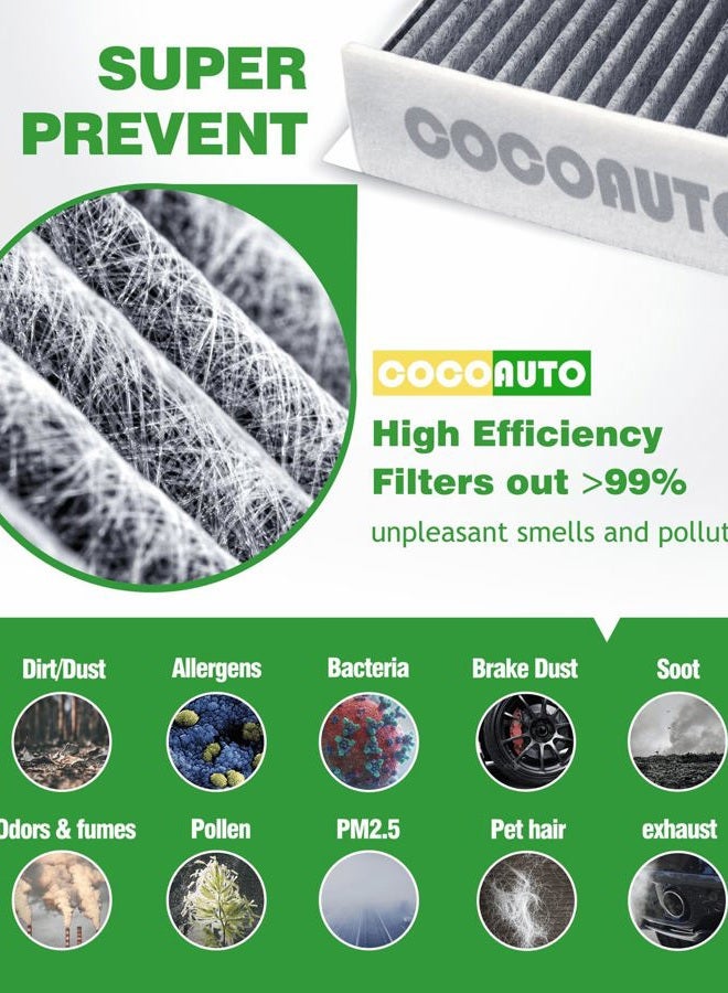 COCOAUTO Cabin Engine Air Filter Set Fits Rogue 2.5L(2014-2020), Rogue 2.0L Hybrid(2017-2019), Rogue Sport 2.0L(2017-2022), Qashqai 2.0L(2017-2023), Overlap between 272774BA0A & 165464BA1A - Image 3