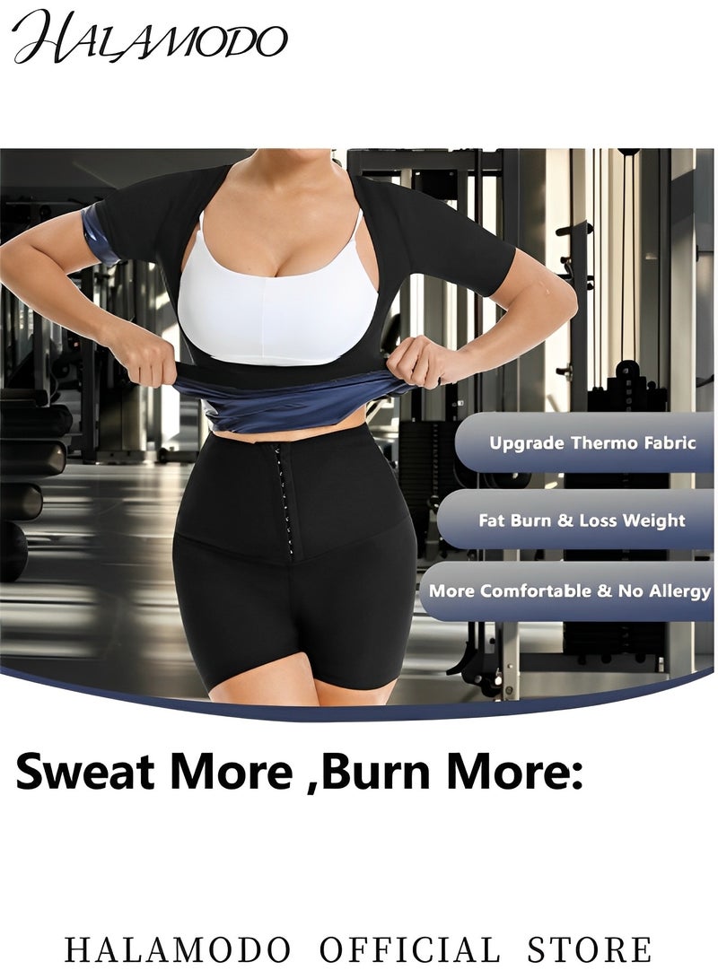 HALAMODO Womens' Sauna Suit Workout Sweat Body Shaper Premium Workout Tank Top Slimming Polymer Sauna Vest Waist Trainer Tank Tops Workout  - Image 3