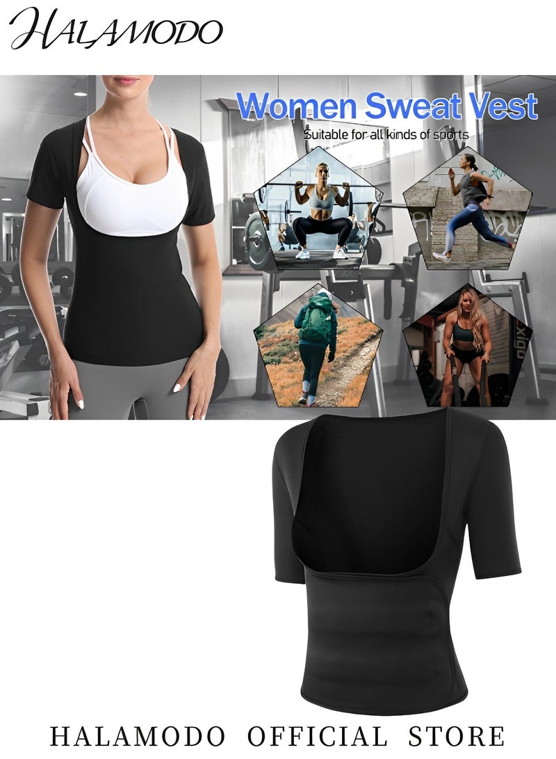 HALAMODO Womens' Sauna Suit Workout Sweat Body Shaper Premium Workout Tank Top Slimming Polymer Sauna Vest Waist Trainer Tank Tops Workout  - Image 4