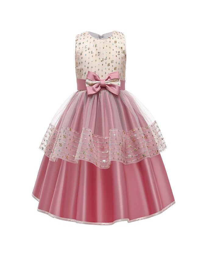 babyqlo Pink and Gold Sequin Party Dress for Girls  - Image 1