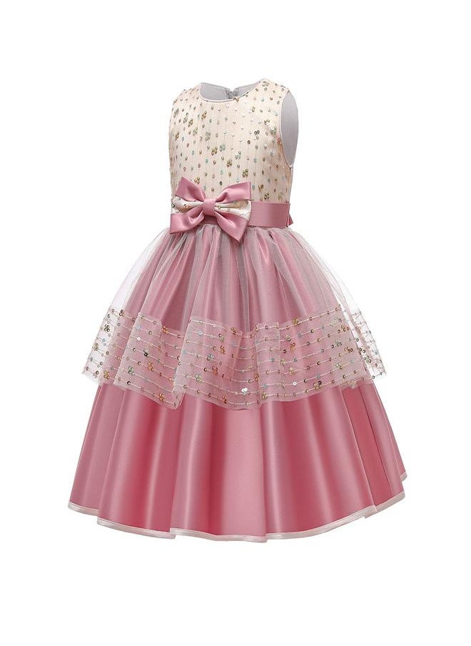 babyqlo Pink and Gold Sequin Party Dress for Girls  - Image 2
