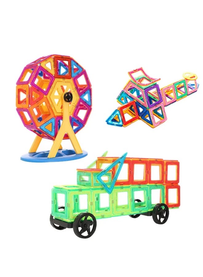 Loquat Educational Magnetic Building Blocks Children's Playtime Versatile Desktop Toy Kindergarten Park Ground Decoration Toy Wholesale-Color:Pure Magnetic 46 Pieces Ziplock Bag + Wheel - Image 3