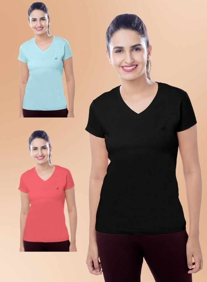 BRIDA Brida Women's Organic Cotton T-Shirt - Soft, Breathable, Eco-Friendly Casual Wear for Everyday Comfort - Elina 3 (COMBO)  - Image 1