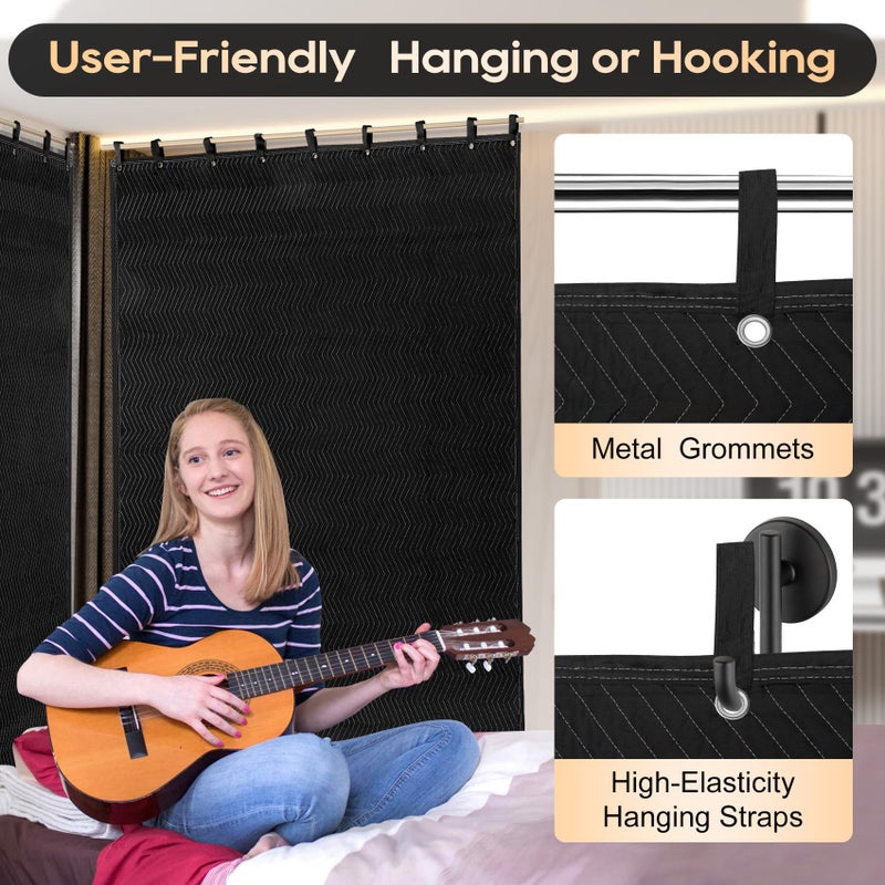 Saree 2 Pack Large Sound Dampening Blankets - 96" x 80" Heavy Duty 850GSM Acoustic Sound Blankets for Studio, Noise Reduction in Rooms, Home Theaters | Grommets for Easy Hanging, Light Blocking - Image 4