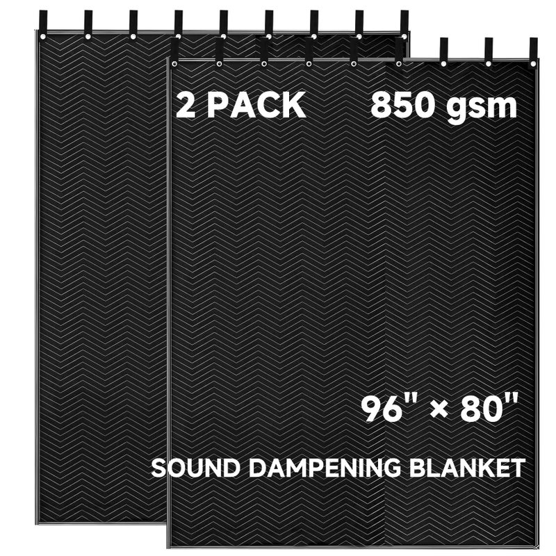 Saree 2 Pack Large Sound Dampening Blankets - 96" x 80" Heavy Duty 850GSM Acoustic Sound Blankets for Studio, Noise Reduction in Rooms, Home Theaters | Grommets for Easy Hanging, Light Blocking - Image 1