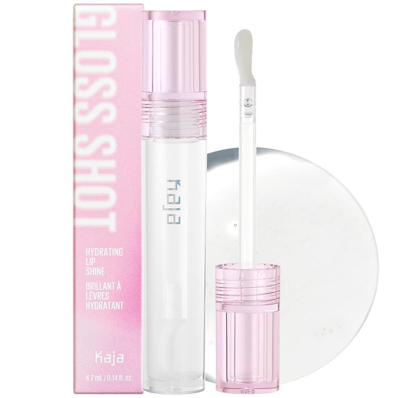 Kaja Lip Balm  Gloss Shot 01 Crystal Clear  High Shine NonSticky with Jojoba Oil Sheer Hydrating Juicy Plumper Looking Nonirritating Shea Butter Nourishing Treatment 014 FL Oz