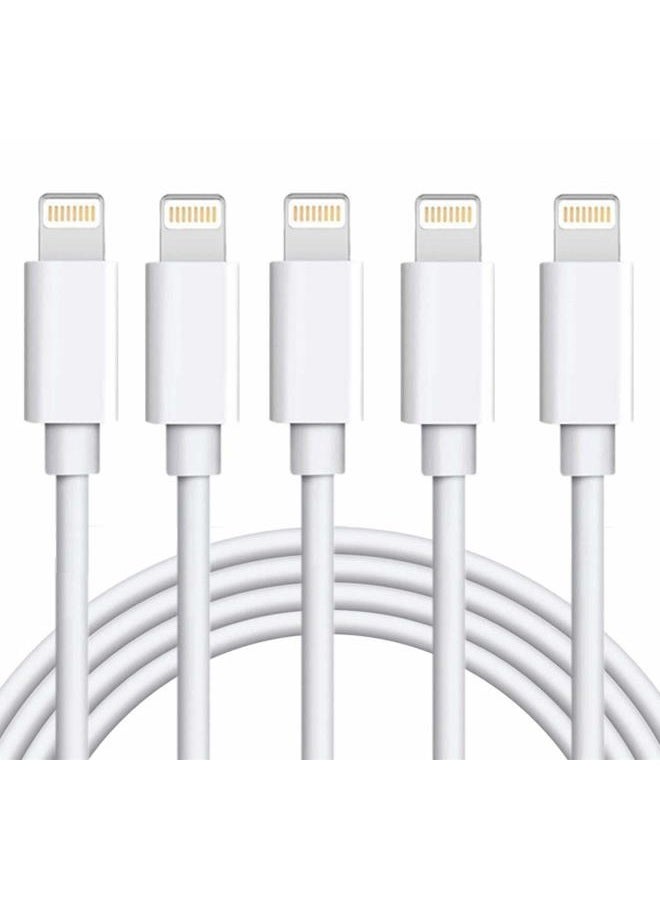 sharllen كابل شاحن آيفون 5 عبوات 6 أقدام USB شحن سريع وكابل مزامنة متوافق مع آيفون 14/13/12/11/XS/ماكس/XR/X/8/8 بلس/7/7 بلس/6S/آيباد/iOS أبيض - Image 1