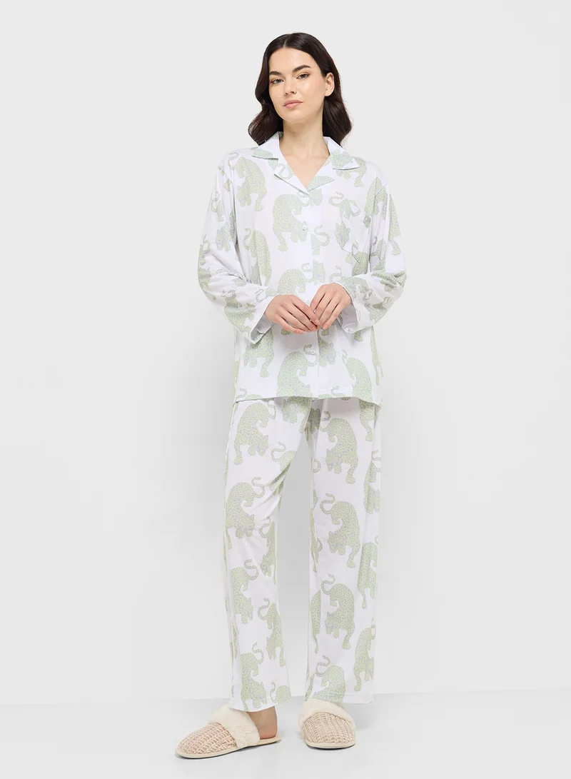 Ginger Cotton Button Up Shirt & Pyjama Set
