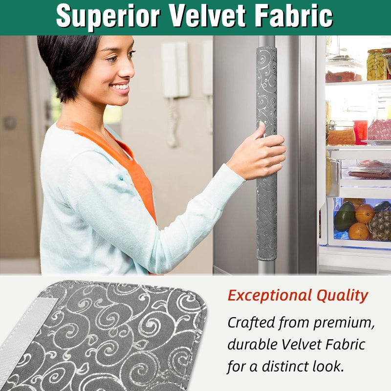 Luludamier Refrigerator Door Handle Covers, Set of 6, Non-Slip Fridge Handle Covers, Washable Appliance Handle Covers, Keep Your Kitchen Clean, Microwave Oven Dishwasher Handle Protector(Gray, Silver pattern) - Image 4