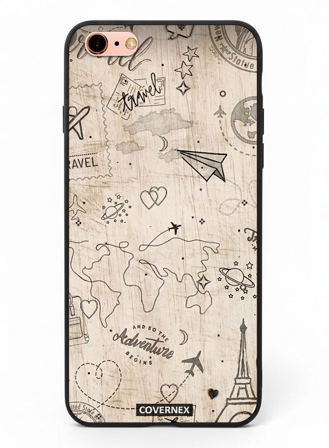 Covernex Apple iPhone 6 Plus Protective Case Cover Printed Featuring Wonderlust Sketch World Map - Image 2
