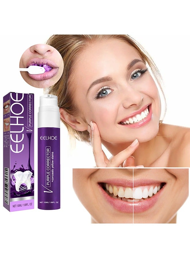 EELHOE Purple Corrector - V34 Colour Corrector, Tooth Stain Concealer, Teeth Whitening Booster, Purple Toothpaste, Colour Correcting, Tooth Colour Corrector - Image 1