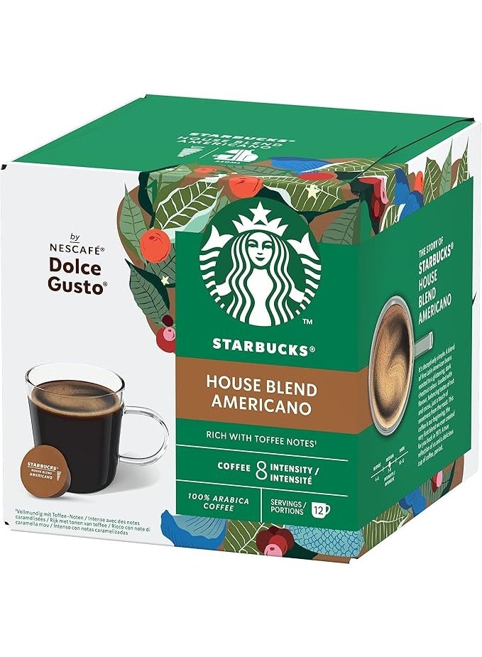Starbucks Nescafe Dolce Gusto Americano House Blend 12 Capsules 102g - Image 1