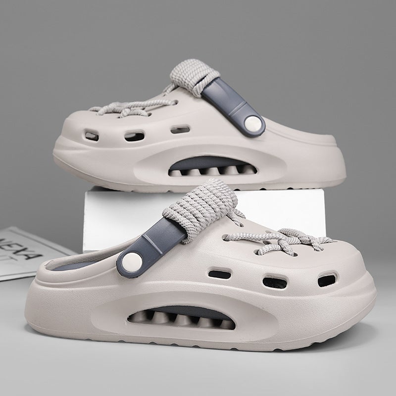 [] Niche Non-Slip Cave Shoes Men'S Summer Distinctive Outfit Diy Shoelace Toe Beach Shoes - Image 3