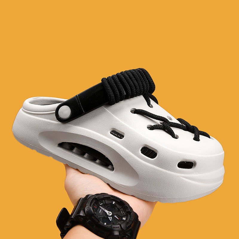 [] Niche Non-Slip Cave Shoes Men'S Summer Distinctive Outfit Diy Shoelace Toe Beach Shoes - Image 1